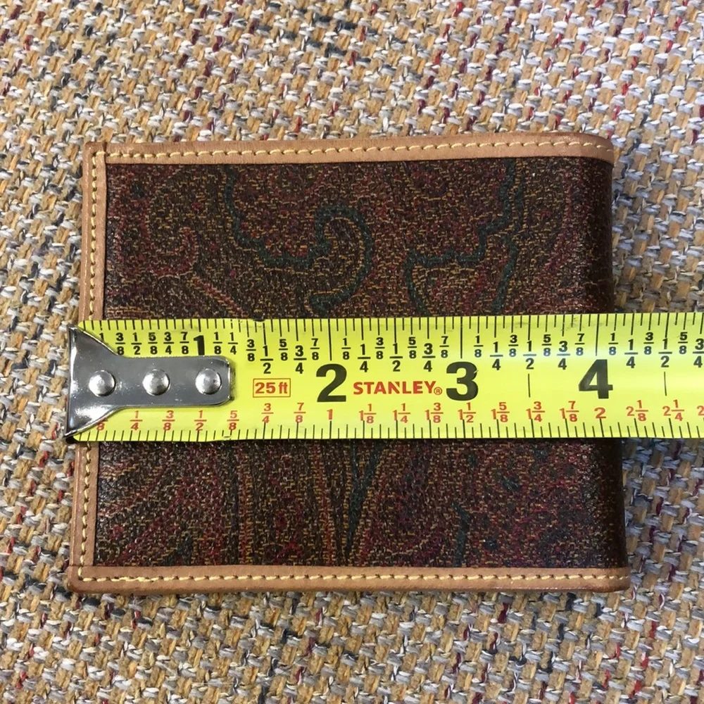 ETRO Milano Red Paisley NIB Coated Canvas Vachetta Bifold Wallet